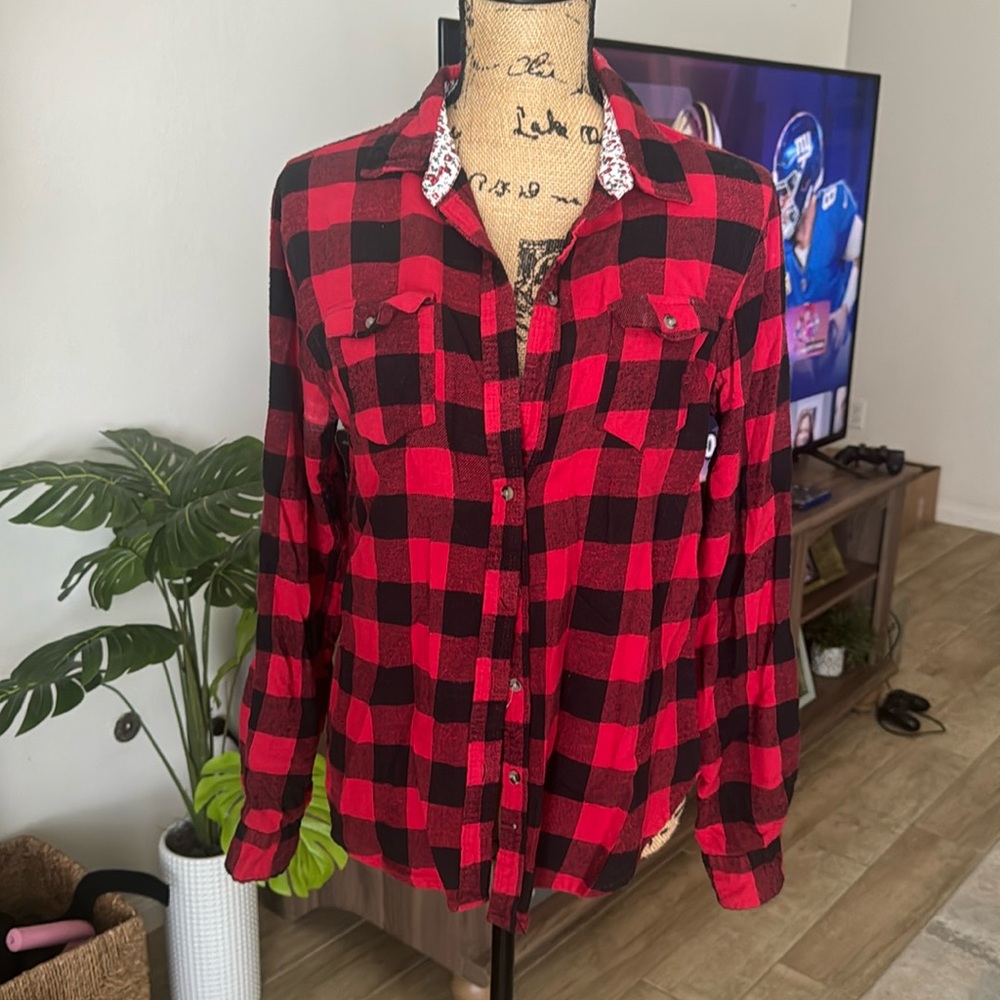 Passport Red & Black Plaid Button Down Shirt